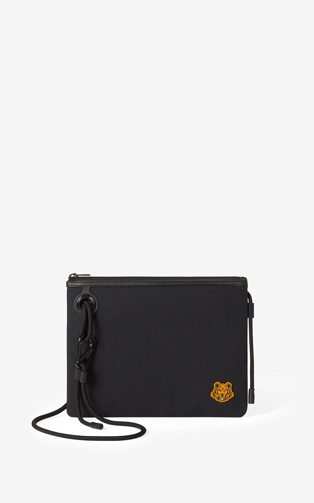 Kenzo Tiger Crest with strap Clutch Çanta Erkek Siyah | 3861-SMHJO